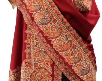 Fine Quality Light weigt & soft /Kashmiri Pashmina Kani Weave Shawl/ Winter Wrap (40x80 inches)