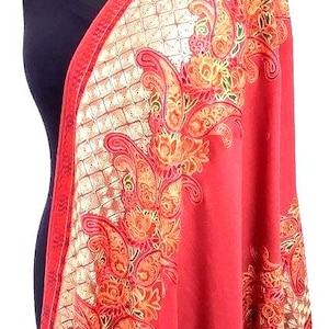 Aari Embroidered Floral Stole/ Wrap Wool Shawl/ woolen Scarf/ Gift Scarf(30 x 80Inches)
