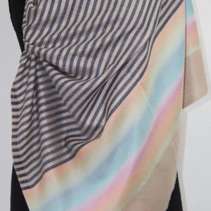 Exclusive Fine Wool, Striped Woven Wool, soft and Light Stole,Wrap (28 x 80inches)