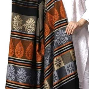 Exclusive reversible Large Multi-coloured Fine wool Shawl,Scarf, Soft and Light(40 x 80Inches)