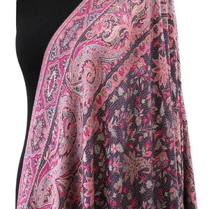 Large Multicoloured   Jacquard Design Wool Shawl, Winter Wrap (40x80 inches)