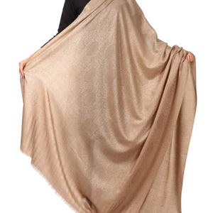 Beige Pashmina Wool Shawl, Extra Fine, Soft, Lightweight, Kashmir Handcraft