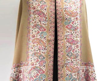 ピスタチオ パシュミナ Kanni 刺繍ショール: L ラップ (40x80 インチ