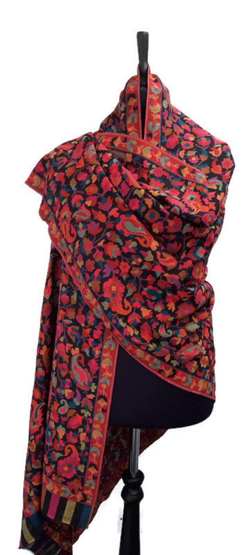 Exclusive Large Cashmere Pashmina Multicolured Kani Embroidered Shawl Scarf