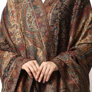 Kani Weave lyxigt tyg Pashminasjal: Svart & Beige Vintersjal (102x204 cm)