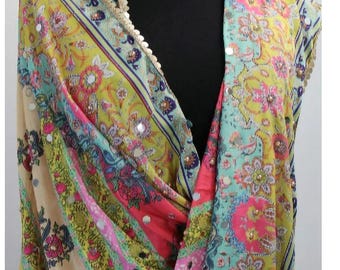 Bestickte Phulkari Dupatta: Braut-Schal mit Spiegeleffekt