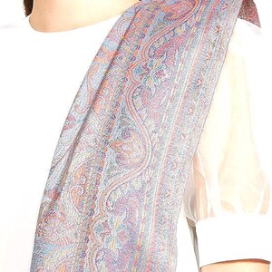 Large Multicoloured Slate Grey   Jacquard Design Wool Shawl, Winter Wrap (40x80 inches)