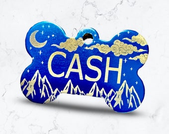 Personalized Dog Tag for boy, Engraved Pet ID Tag, Blue Dog Tag
