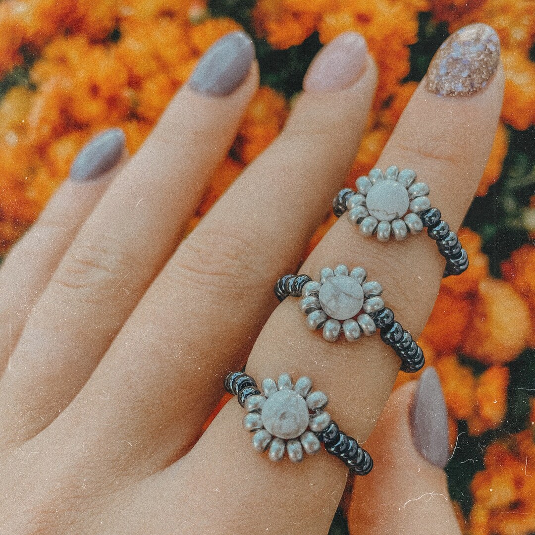 Fall Rings Fall Statement Ring | Silver | Seed Bead Rings | Cute Rings | Fall ...