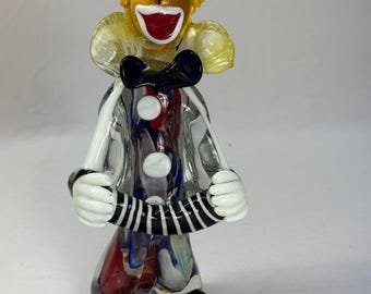 Vintage Italian Murano Glass Clown with Original Murano Sticker Rare