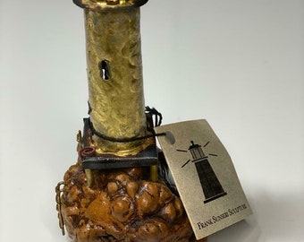 Welded Sculpture Art Metal and Cypess Wood Signed Art by Frank Sunseri