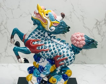 Qilin Statue On Podium Ceramic Statue of the Miraculous