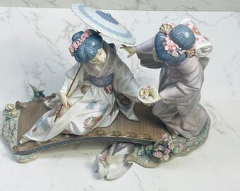 Lladro 1445 SPRINGTIME IN JAPAN Girls Bridge Porcelain Figurine