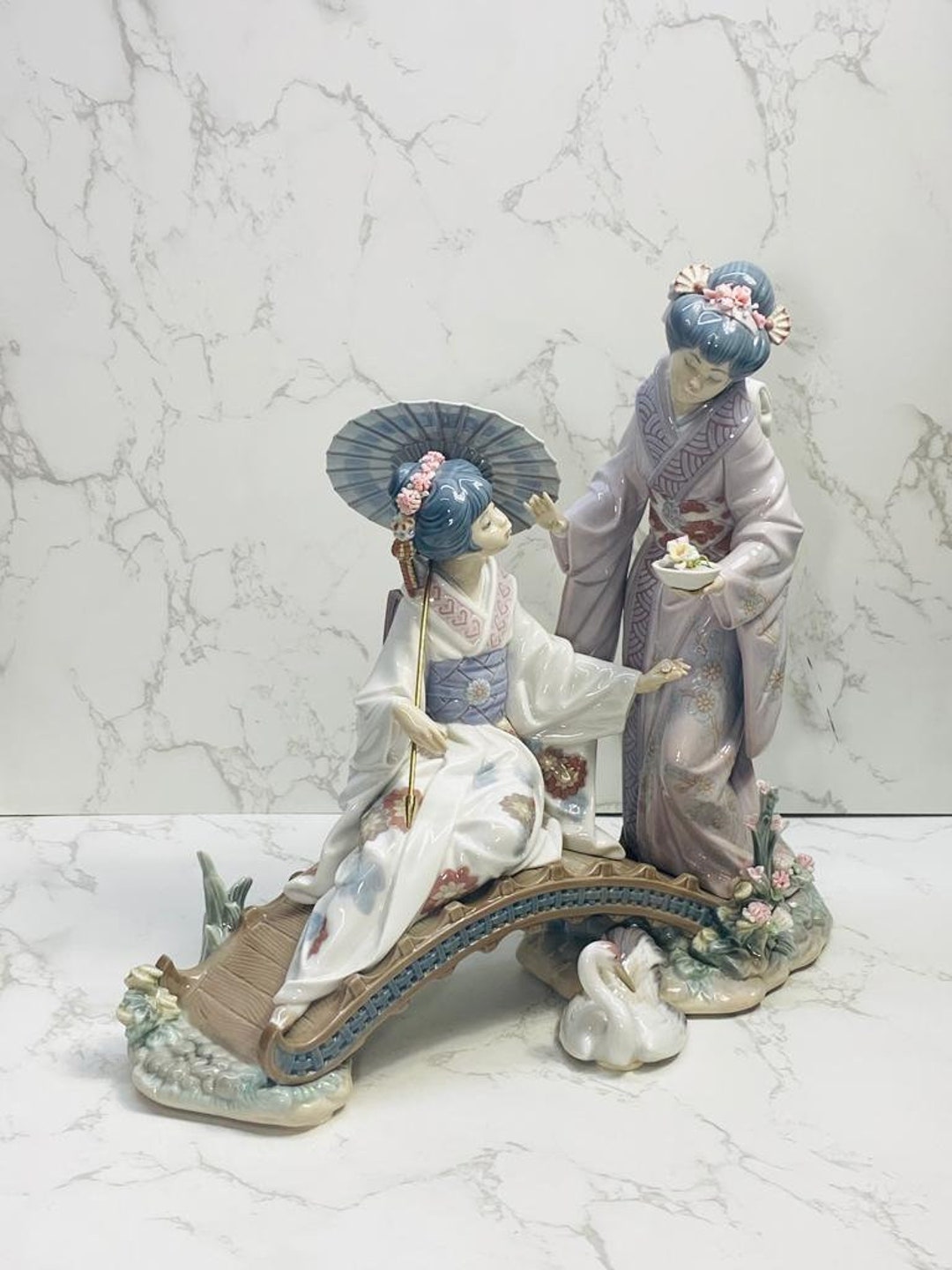 Lladro 1445 SPRINGTIME IN JAPAN Girls Bridge Porcelain