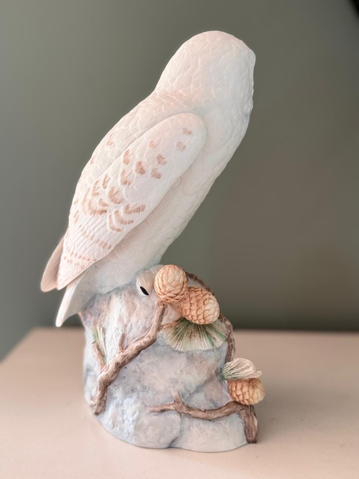 1990 the Snowy Owl Fine Porcelain Clock Franklin Mint Raymond