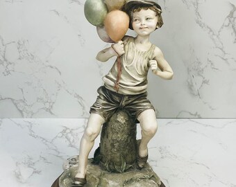 Vintage Capodimonte Giuseppe Armani Florence Figurine Boy Holding Balloons