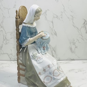 Lladro Spain Figurine: Lady Embroidering in Chair - Etsy