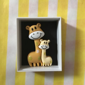 The wee hugging giraffes in a box ,Shelf Ornament, Kawaii Keepsake, Feelgood Gift, Pocket hug, Missing You Gift, Quirky Gift, Unique Gift