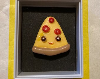 Het kleine stukje pizza in een doos, Plankornament, Kawaii Keepsake, Feelgood Gift, Pocket knuffel, Missing You Gift, Eigenzinnig Uniek Cadeau