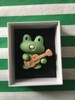 The wee singing guitarist frog in a box ,Shelf Ornament, Kawaii Keepsake, Feelgood Gift, Pocket hug, Unique You Gift, Quirky Gift 