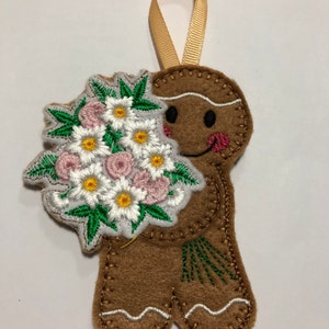Gingerbread man with flower bouquet, Gift for her, Mother’s Day gift, Valentine’s Day gift, Gift for friend, Christmas decoration, Loved one