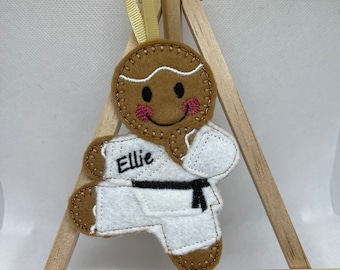 Martial Arts Gingerbread hanging decoration, Karate, Jiujitsu, Taekwondo, Personalised, Handmade