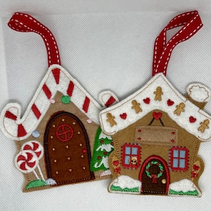 Gingerbread House Candy Cane Cottage hanging decoration, Christmas decoration