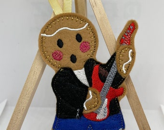 Guitarist Gingerbread man, Electric Guitarist, Handmade, Guitar lover gift, Personalised