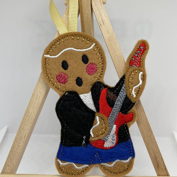 Guitarist Gingerbread man, Electric Guitarist, Handmade, Guitar lover gift, Personalised