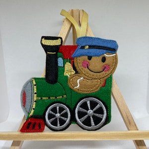 Conducteur de train, bonhomme en pain d'épice, décoration suspendue, cadeau pour les amateurs de train, décoration de Noël, fait main