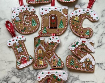 Alphabet, Initial Gingerbread house decorations, Christmas decoration, Personalised