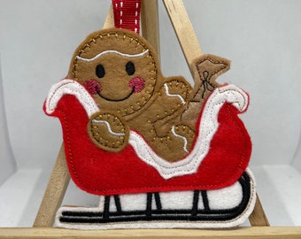 Santa’s sled Gingerbread man, gingerbread decoration, hanging Christmas decoratio, Ready for Santa