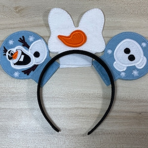 Olaf Inspired Frozen Mouse Ears Frozen Snowman Ears Mickey Minnie Mouse Ears Disney Inspired Headband