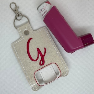 Inhaler holder keyring, Embroidered, Personalised, Asthma, Asthmatic gift