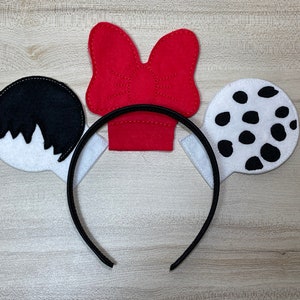 Cruella inspired Mouse ears 101 Dalmations Disney Inspired Mickey Minnie Mouse Ears Headband