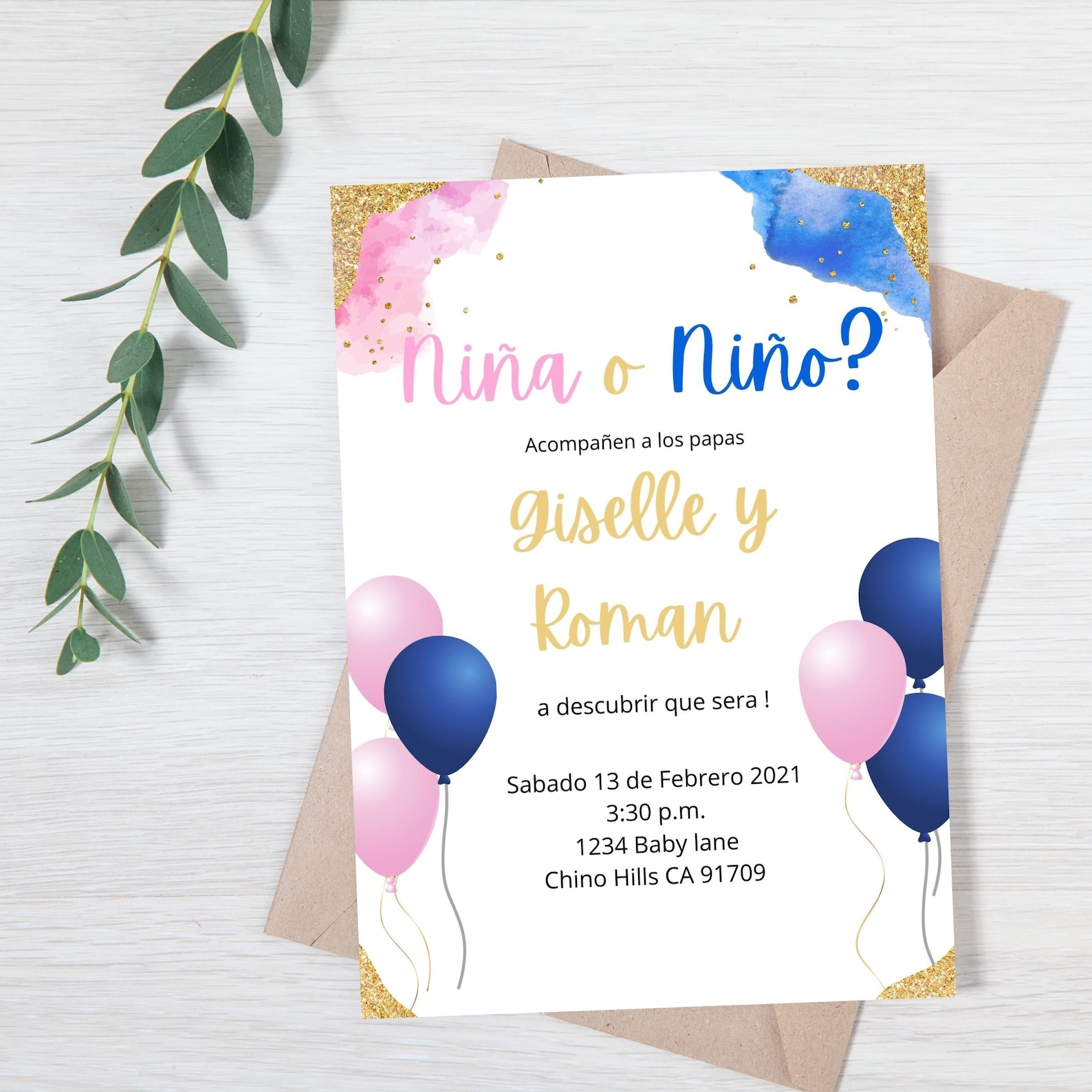Gender Reveal Invitations In Spanish - hjynm9l