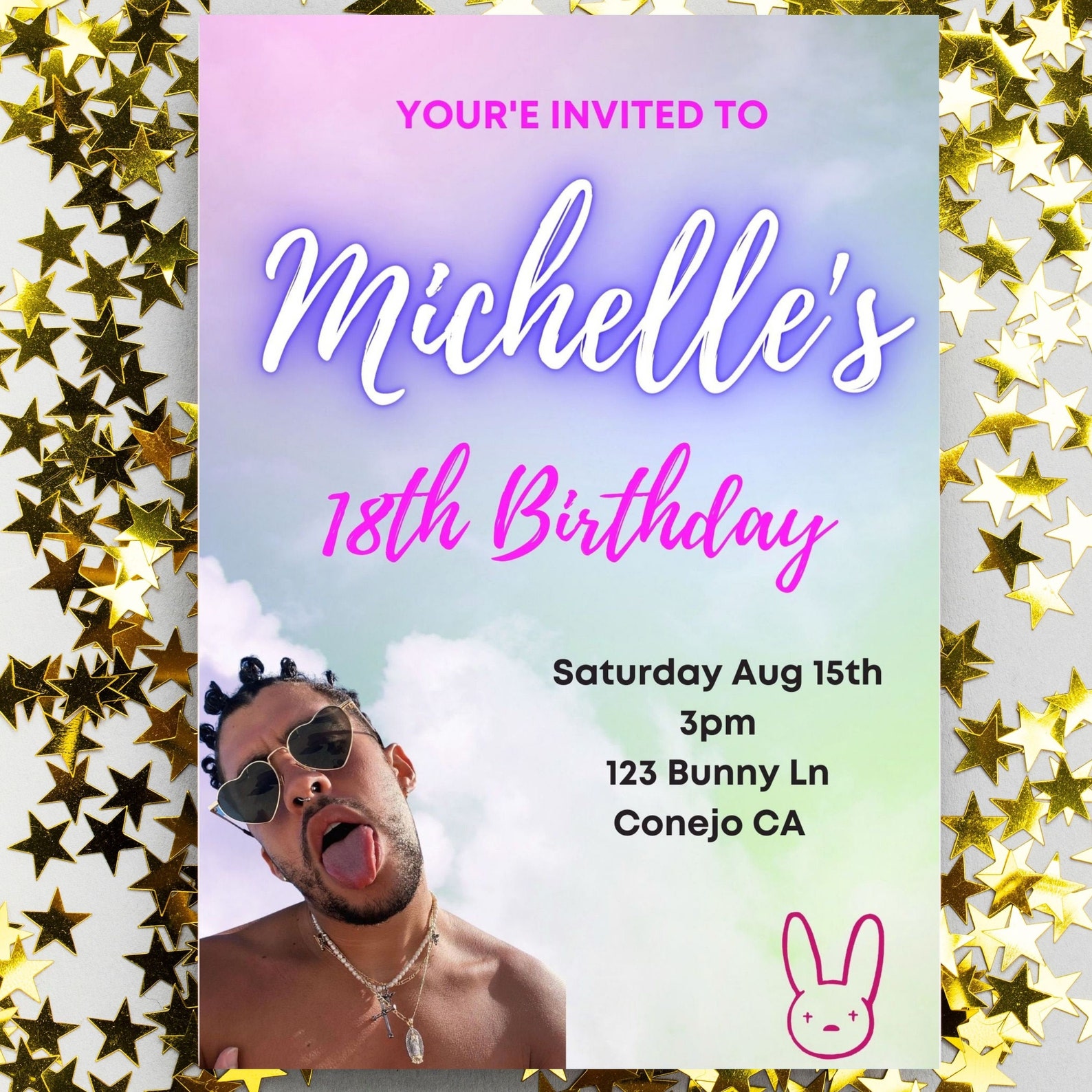 Bad Bunny Invitation Template Free