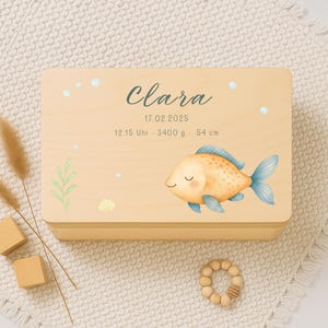 Memory Box with Name, Personalized Wooden Keepsake Box for Baby Girl or Boy, Custom Birth or Christening Gift, Baby Shower Present, Name Box