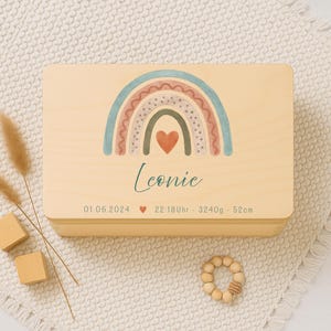 Memory Box with Name, Personalized Wooden Keepsake Box for Baby Girl or Boy, Custom Birth or Christening Gift, Baby Shower Present, Name Box