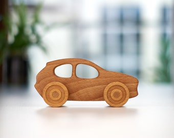 Wooden Toy Car, Handmade Push Vehicle, Montessori Toy, Toddler Gift, Birthday Present, Classic Children's Car, Organic Toy, Nursery Decor