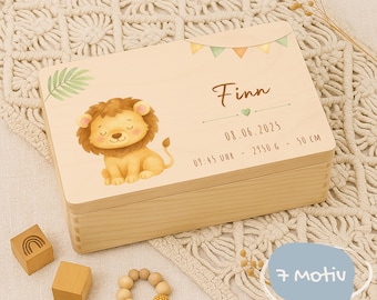 Erinnerungskiste Baby, Personalisierte Erinnerungsbox, Geschenk zur Taufe, Baby Geschenkbox zur Geburt, 1. Geburtstag, Holzbox mit Namen