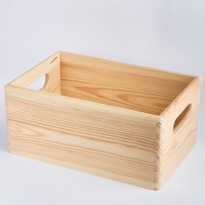 Caja de madera con asas, caja de almacenamiento lisa sin pintar, cajón de madera, bandeja Montessori, caja para decoupage, organizador de oficina, caja para juguetes