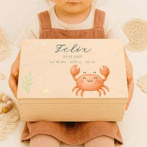 Memory Box with Name, Personalized Wooden Keepsake Box for Baby Girl or Boy, Custom Birth or Christening Gift, Baby Shower Present, Name Box