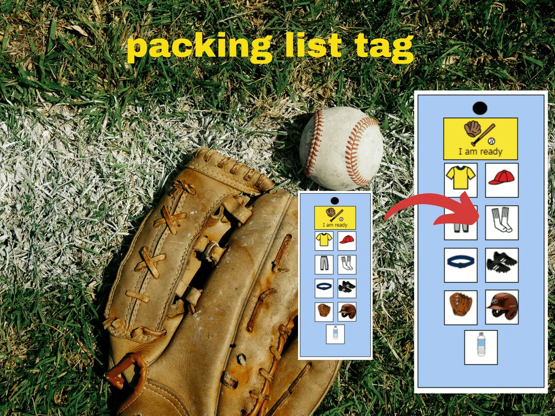 Baseball / Softball / Tball Packing List Tag / Visual Support Etsy