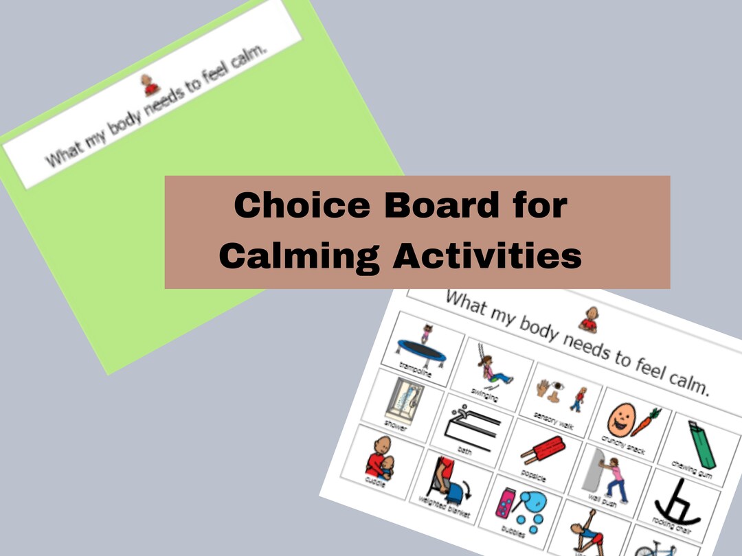Visual Choice Board for Calming Activities / Sensory Processing