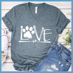 Dog Love Premium V-Neck Tee Women's Clothing Perfect Birthday Gift For Her Made in USA Plus Size Mom Graphic Shirt