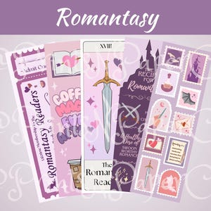 Romantasy Digital Download Bookmark Set | Zakładki Fantasy Romance | Zestaw Romantic Fantasy
