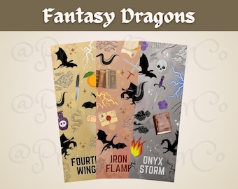 Fourth Wing Inspired Bookmarks | Dragon Fantasy Set of 3 (Digital Download)