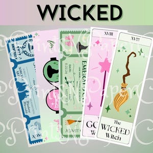 Wicked Inspired Digital Download Bookmark Set of 5 | Glinda, Elphaba | Ariana Grande, Cynthia Erivo | Idina Menzel, Kristen Chenoweth