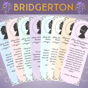 Bridgerton Bookmark Set | Digital Downloads | Set of 8